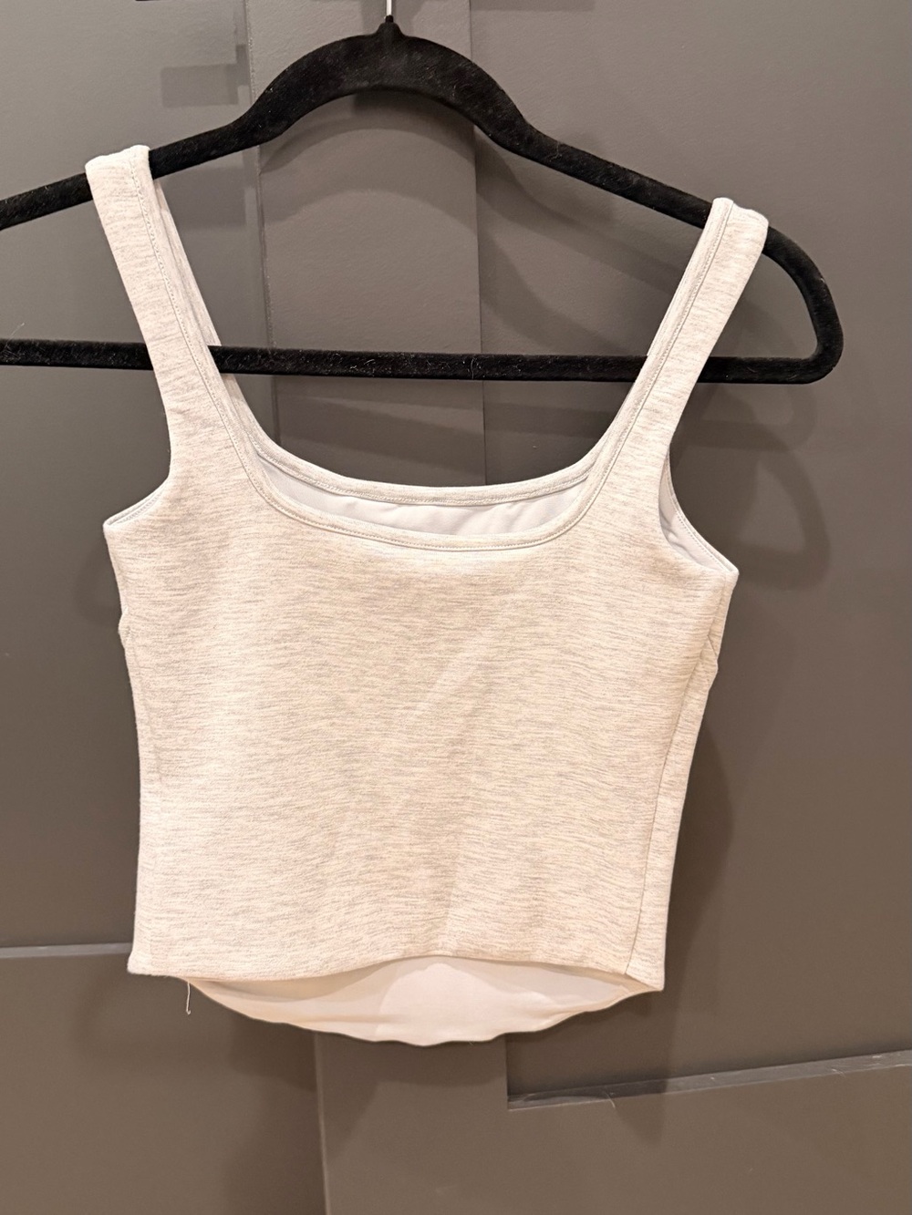 Express light Grey Ribbed Square-Neck Tank - Picture 2 of 3